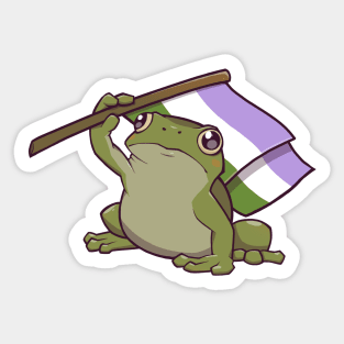 Genderqueer Pride Flag-Holding Frog Sticker